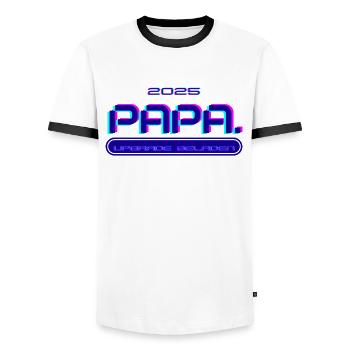 PAPA. Seit 2025 - Männer Kontrast-T-Shirt - Weiß/Schwarz - Vorne - AI Model Female 172 light (172cm) & AI Model Male 178 dark (178cm)