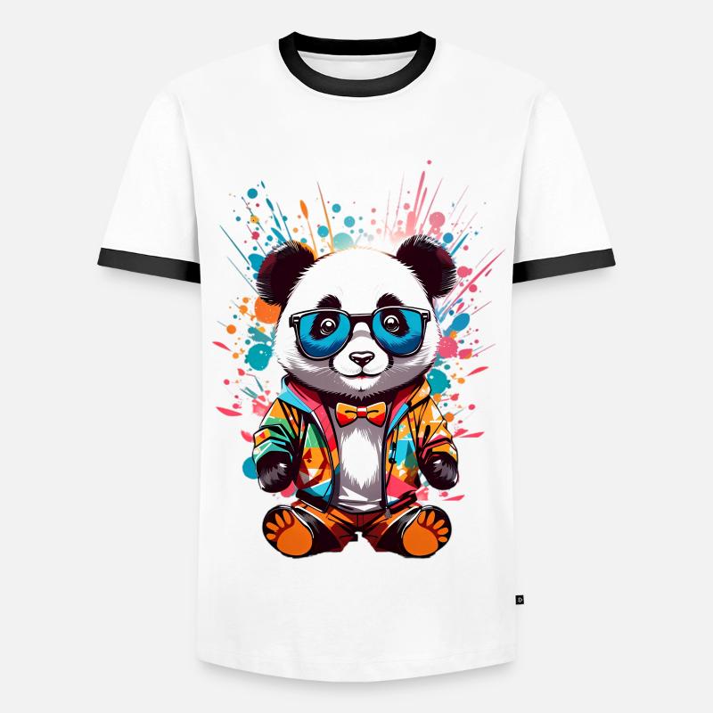 Cool Panda - Men's Ringer Shirt - white/black