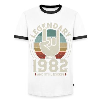 Geburtstag Jahrgang 1982 Legendär seit 1982 - Männer Kontrast-T-Shirt - Weiß/Schwarz - Vorne - AI Model Female 172 light (172cm) & AI Model Male 178 dark (178cm)