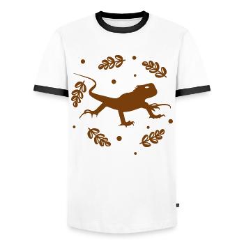 Salamandre - Animal amphibien - T-shirt contrasté Homme - blanc/noir - Devant - AI Model Female 172 light (172cm) & AI Model Male 178 dark (178cm)