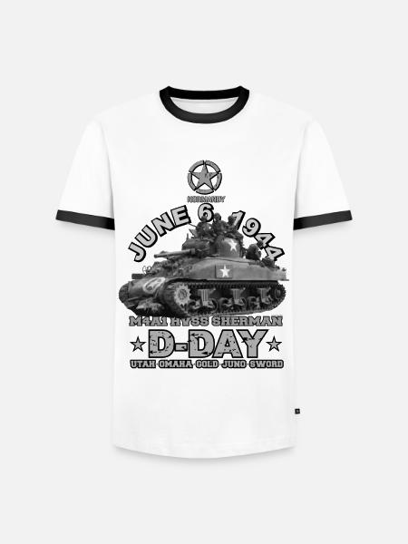 D-DAY HVSS SHERMAN US-ARMEE - Männer Kontrast-T-Shirt - Weiß/Schwarz