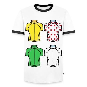 jersey the tour race cycling bike france - Men's Ringer Shirt - white/black - Front - AI Model Female 172 light (172cm) & AI Model Male 178 dark (178cm)