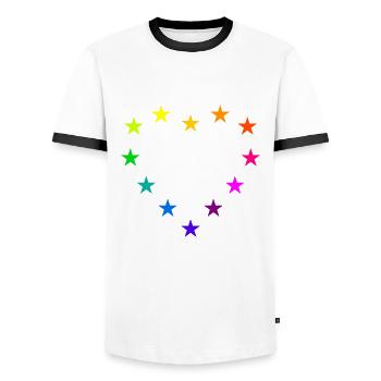 EU Sterne in Herzform Regenbogen Europa Love Demo - Männer Kontrast-T-Shirt - Weiß/Schwarz - Vorne - AI Model Female 172 light (172cm) & AI Model Male 178 dark (178cm)