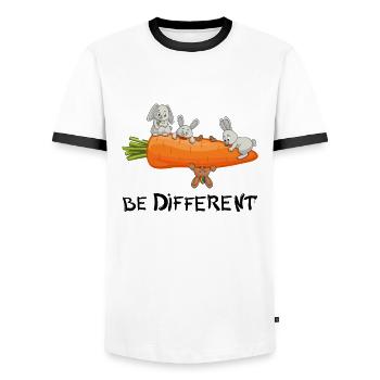 Funny rabbit cute bunny carrot design - Men's Ringer Shirt - white/black - Front - AI Model Female 172 light (172cm) & AI Model Male 178 dark (178cm)