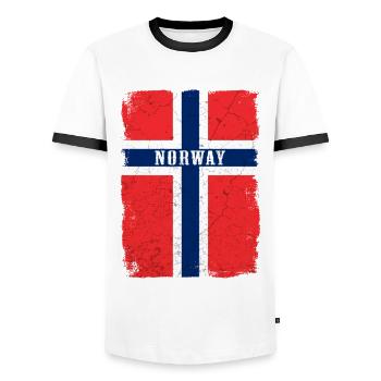 Norway flag - Men's Ringer Shirt - white/black - Front - AI Model Female 172 light (172cm) & AI Model Male 178 dark (178cm)
