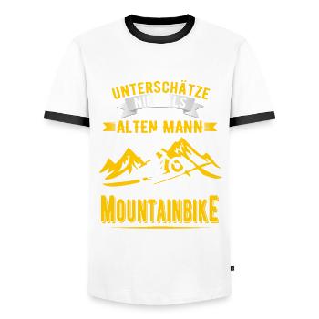 Mountainbike MTB Bike Geschenkidee - Männer Kontrast-T-Shirt - Weiß/Schwarz - Vorne - AI Model Female 172 light (172cm) & AI Model Male 178 dark (178cm)