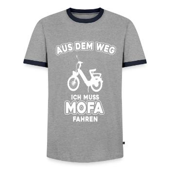 Mofa Moped Geschenkidee - Männer Kontrast-T-Shirt - Grau/Navy  - Vorne - AI Model Female 172 light (172cm) & AI Model Male 178 light (178cm)