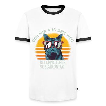 Geh mir aus dem Weg du unnötiger Sozialkontakt Cat - Männer Kontrast-T-Shirt - Weiß/Schwarz - Vorne - AI Model Female 172 light (172cm) & AI Model Male 178 dark (178cm)