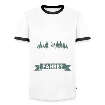 Mountainbike Fahrrad MTB Radsport Geschenkidee - Männer Kontrast-T-Shirt - Weiß/Schwarz - Vorne - AI Model Female 172 light (172cm) & AI Model Male 178 dark (178cm)