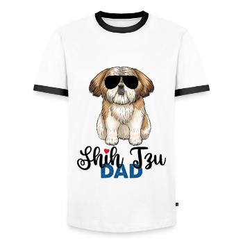 Shih Tzu Dad Shih Tzu Papa - Men's Ringer Shirt - white/black - Front - AI Model Female 172 light (172cm) & AI Model Male 178 dark (178cm)