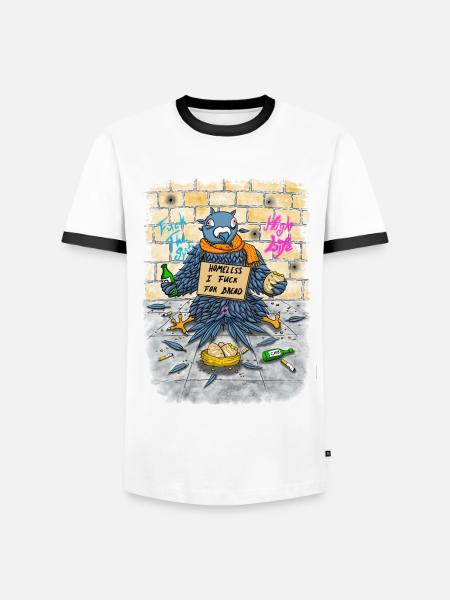 Obdachlose Taube-Lustiger Spruch, Dirty Version - Männer Kontrast-T-Shirt - Weiß/Schwarz