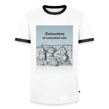 Extraktion von ätherischen Ölen - Männer Kontrast-T-Shirt - Weiß/Schwarz - Vorne - AI Model Female 172 light (172cm) & AI Model Male 178 dark (178cm)