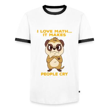 Angry meerkat likes math humor - Men's Ringer Shirt - white/black - Front - AI Model Female 172 light (172cm) & AI Model Male 178 dark (178cm)