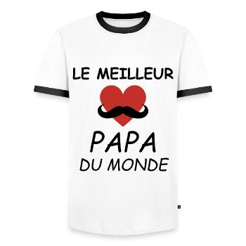 T-shirt Fête des Pères Meilleur papa Cadeau - T-shirt contrasté Homme - blanc/noir - Devant - AI Model Female 172 light (172cm) & AI Model Male 178 dark (178cm)