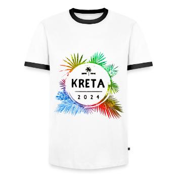 Crete 2024 Colorful - Men's Ringer Shirt - white/black - Front - AI Model Female 172 light (172cm) & AI Model Male 178 dark (178cm)