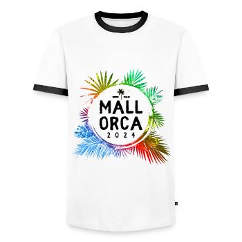 Mallorca 2024 Colorful - Men's Ringer Shirt - white/black - Front - AI Model Female 172 light (172cm) & AI Model Male 178 dark (178cm)