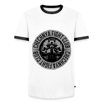 Chechnya Fight Club Sport | Chechen Martial Arts - Men's Ringer Shirt - white/black - Front - AI Model Female 172 light (172cm) & AI Model Male 178 dark (178cm)