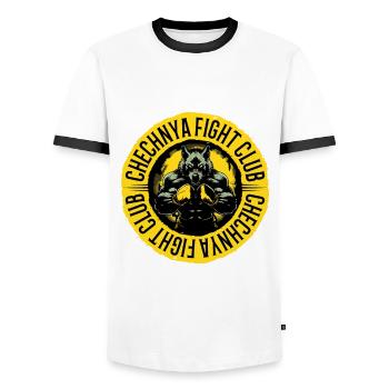 Chechen MMA Fight Club Martial Arts - Chechnya - Men's Ringer Shirt - white/black - Front - AI Model Female 172 light (172cm) & AI Model Male 178 dark (178cm)