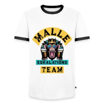 Malle Eskalations Team Mallorca - Männer Kontrast-T-Shirt - Weiß/Schwarz - Vorne - AI Model Female 172 light (172cm) & AI Model Male 178 dark (178cm)