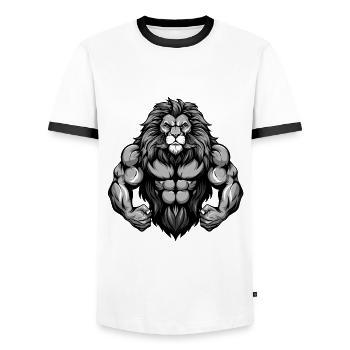 Löwe Gym Muskeln Martial Arts MMA - Männer Kontrast-T-Shirt - Weiß/Schwarz - Vorne - AI Model Female 172 light (172cm) & AI Model Male 178 dark (178cm)
