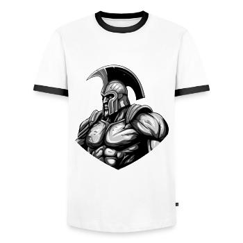Spartan Workout Gym - Men's Ringer Shirt - white/black - Front - AI Model Female 172 light (172cm) & AI Model Male 178 dark (178cm)