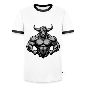 Bulle Stier Muskeln Beast Gym - Männer Kontrast-T-Shirt - Weiß/Schwarz - Vorne - AI Model Female 172 light (172cm) & AI Model Male 178 dark (178cm)