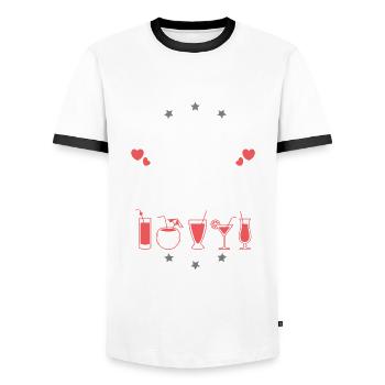 Lloret De Mar Drinking Team - T-shirt contrasté Homme - blanc/noir - Devant - AI Model Female 172 light (172cm) & AI Model Male 178 dark (178cm)