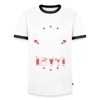 Équipe de Mallorca Drinking - T-shirt contrasté Homme - blanc/noir - Devant - AI Model Female 172 light (172cm) & AI Model Male 178 dark (178cm)
