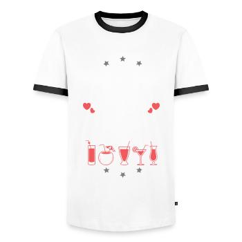 Équipe de Prague Drinking - T-shirt contrasté Homme - blanc/noir - Devant - AI Model Female 172 light (172cm) & AI Model Male 178 dark (178cm)