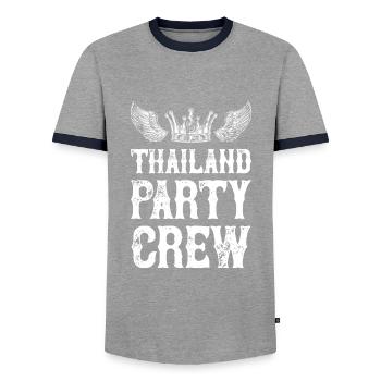Équipe de vacances Thaïlande Party - T-shirt contrasté Homme - gris/marine  - Devant - AI Model Female 172 light (172cm) & AI Model Male 178 light (178cm)