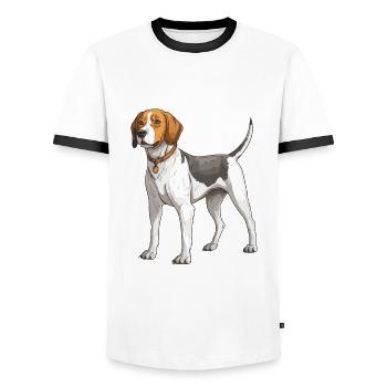 Beagle Dog Animal - Men's Ringer Shirt - white/black - Front - AI Model Female 172 light (172cm) & AI Model Male 178 dark (178cm)