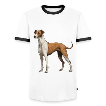 Greyhound Dog Animal - Men's Ringer Shirt - white/black - Front - AI Model Female 172 light (172cm) & AI Model Male 178 dark (178cm)
