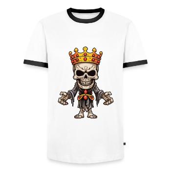 King Crown Skeleton - Men's Ringer Shirt - white/black - Front - AI Model Female 172 light (172cm) & AI Model Male 178 dark (178cm)