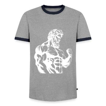 Greek Spartan - Men's Ringer Shirt - grey/navy  - Front - AI Model Female 172 light (172cm) & AI Model Male 178 light (178cm)