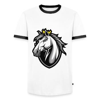 Couronne de cheval - T-shirt contrasté Homme - blanc/noir - Devant - AI Model Female 172 light (172cm) & AI Model Male 178 dark (178cm)