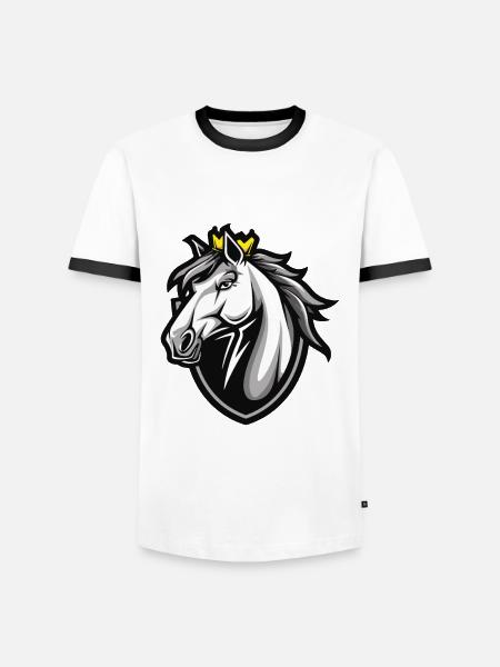 Pferd Krone - Männer Kontrast-T-Shirt - Weiß/Schwarz