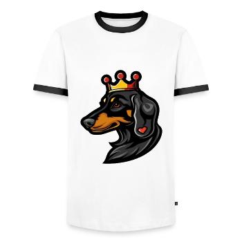Couronne de teckel pour chien teckel - T-shirt contrasté Homme - blanc/noir - Devant - AI Model Female 172 light (172cm) & AI Model Male 178 dark (178cm)