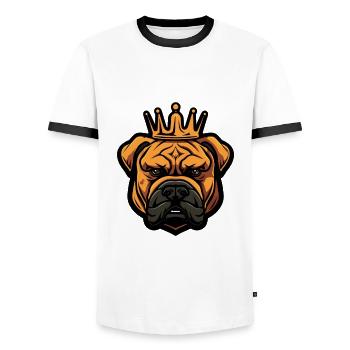 Mastiff Hund Krone - Männer Kontrast-T-Shirt - Weiß/Schwarz - Vorne - AI Model Female 172 light (172cm) & AI Model Male 178 dark (178cm)
