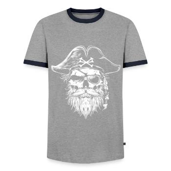Crâne de pirate - T-shirt contrasté Homme - gris/marine  - Devant - AI Model Female 172 light (172cm) & AI Model Male 178 light (178cm)