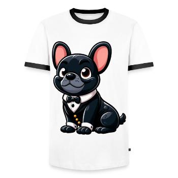 Chic French Bulldog - Men's Ringer Shirt - white/black - Front - AI Model Female 172 light (172cm) & AI Model Male 178 dark (178cm)