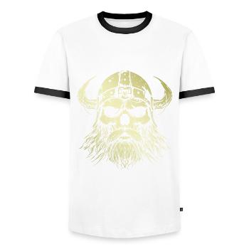 Wikinger Totenkopf Valhalla Gold - Männer Kontrast-T-Shirt - Weiß/Schwarz - Vorne - AI Model Female 172 light (172cm) & AI Model Male 178 dark (178cm)