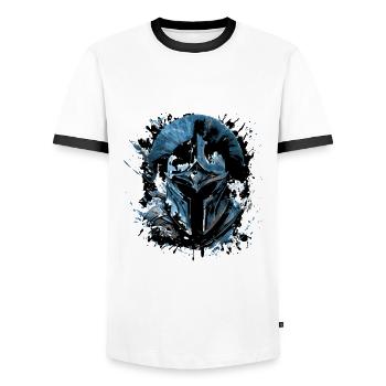Spartan Helmet Symbol Gladiator - Men's Ringer Shirt - white/black - Front - AI Model Female 172 light (172cm) & AI Model Male 178 dark (178cm)