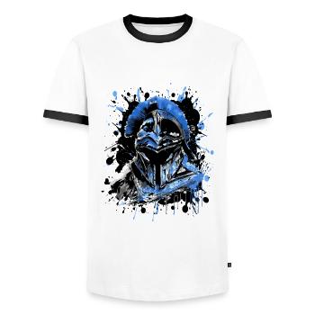 Mythologie du casque de Sparte - T-shirt contrasté Homme - blanc/noir - Devant - AI Model Female 172 light (172cm) & AI Model Male 178 dark (178cm)