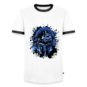Spartan Helmet Warrior Sparta - Men's Ringer Shirt - white/black - Front - AI Model Female 172 light (172cm) & AI Model Male 178 dark (178cm)