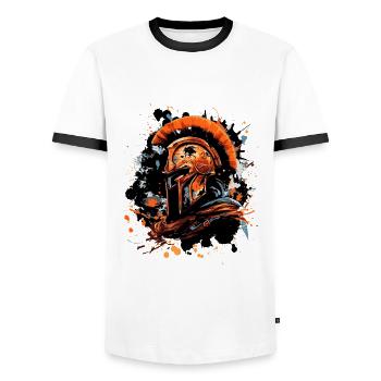 Spartan Sparta Helmet Gladiator - Men's Ringer Shirt - white/black - Front - AI Model Female 172 light (172cm) & AI Model Male 178 dark (178cm)