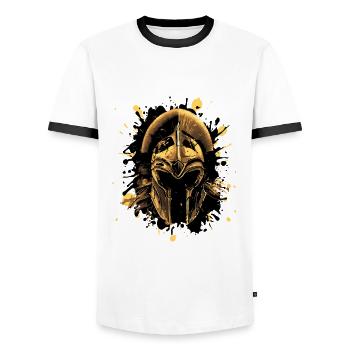 Casque Spartan Warrior - T-shirt contrasté Homme - blanc/noir - Devant - AI Model Female 172 light (172cm) & AI Model Male 178 dark (178cm)
