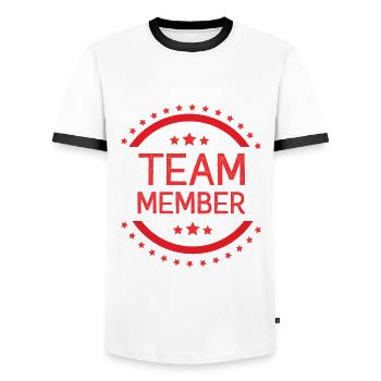 Team Mitglied - Männer Kontrast-T-Shirt - Weiß/Schwarz - Vorne - AI Model Female 172 light (172cm) & AI Model Male 178 dark (178cm)