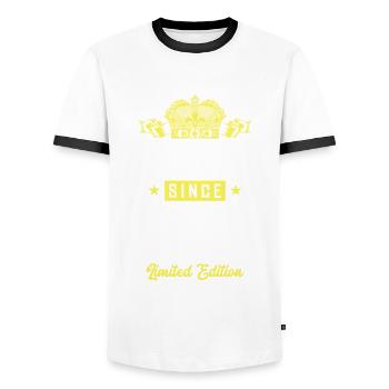1971 limited edition - Männer Kontrast-T-Shirt - Weiß/Schwarz - Vorne - AI Model Female 172 light (172cm) & AI Model Male 178 dark (178cm)