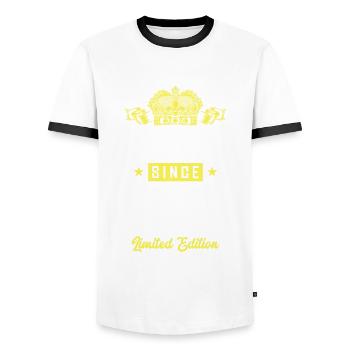 1977 Limited Edition - Men's Ringer Shirt - white/black - Front - AI Model Female 172 light (172cm) & AI Model Male 178 dark (178cm)
