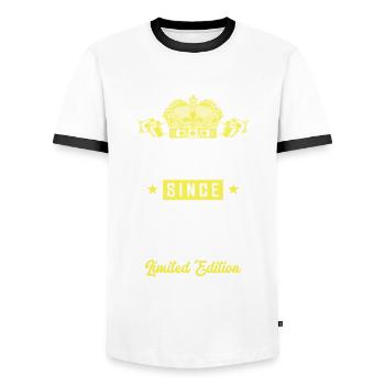 1975 Édition limitée - T-shirt contrasté Homme - blanc/noir - Devant - AI Model Female 172 light (172cm) & AI Model Male 178 dark (178cm)